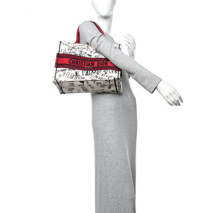 Christian Dior Canvas Embroidered Medium Dioramour Graffiti Book Tote Latte Multicolor 2 of 13