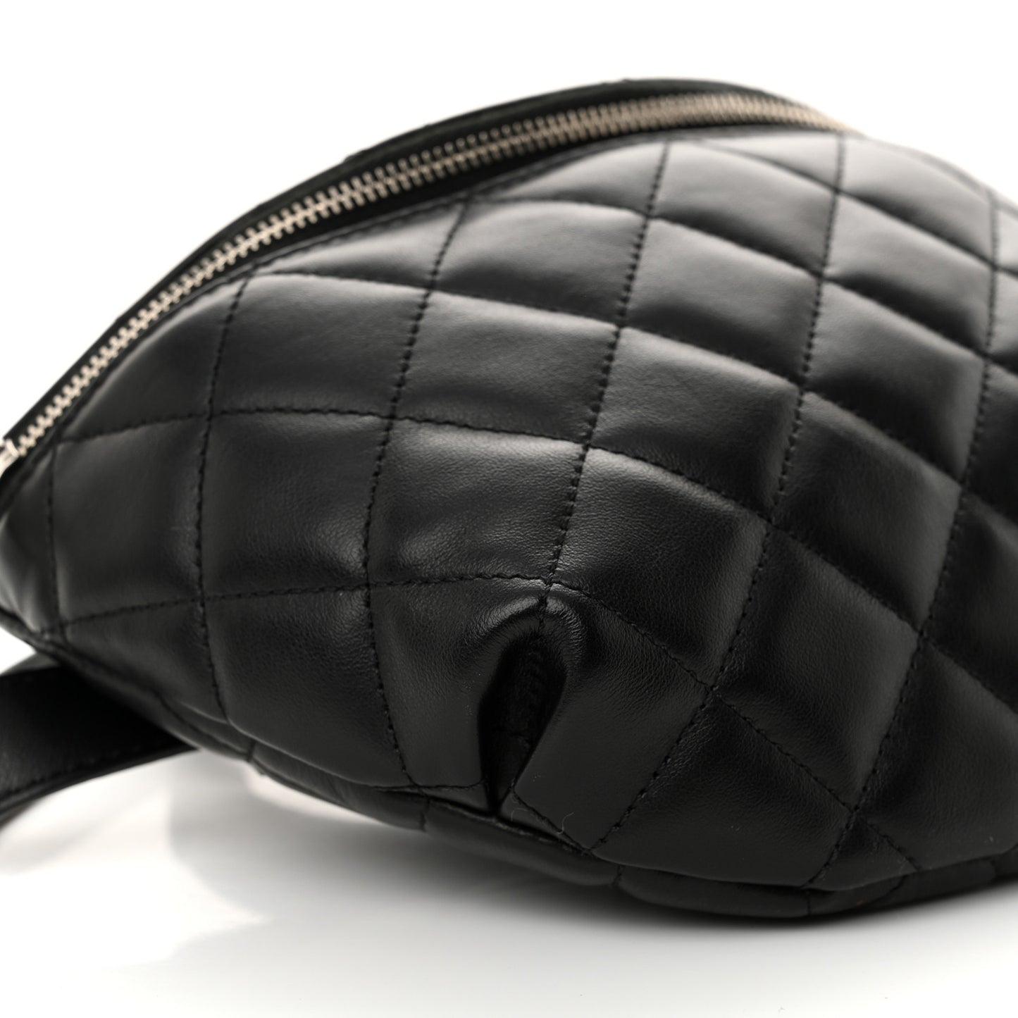 Calfskin Quilted Uniform Waist Belt Bag Black