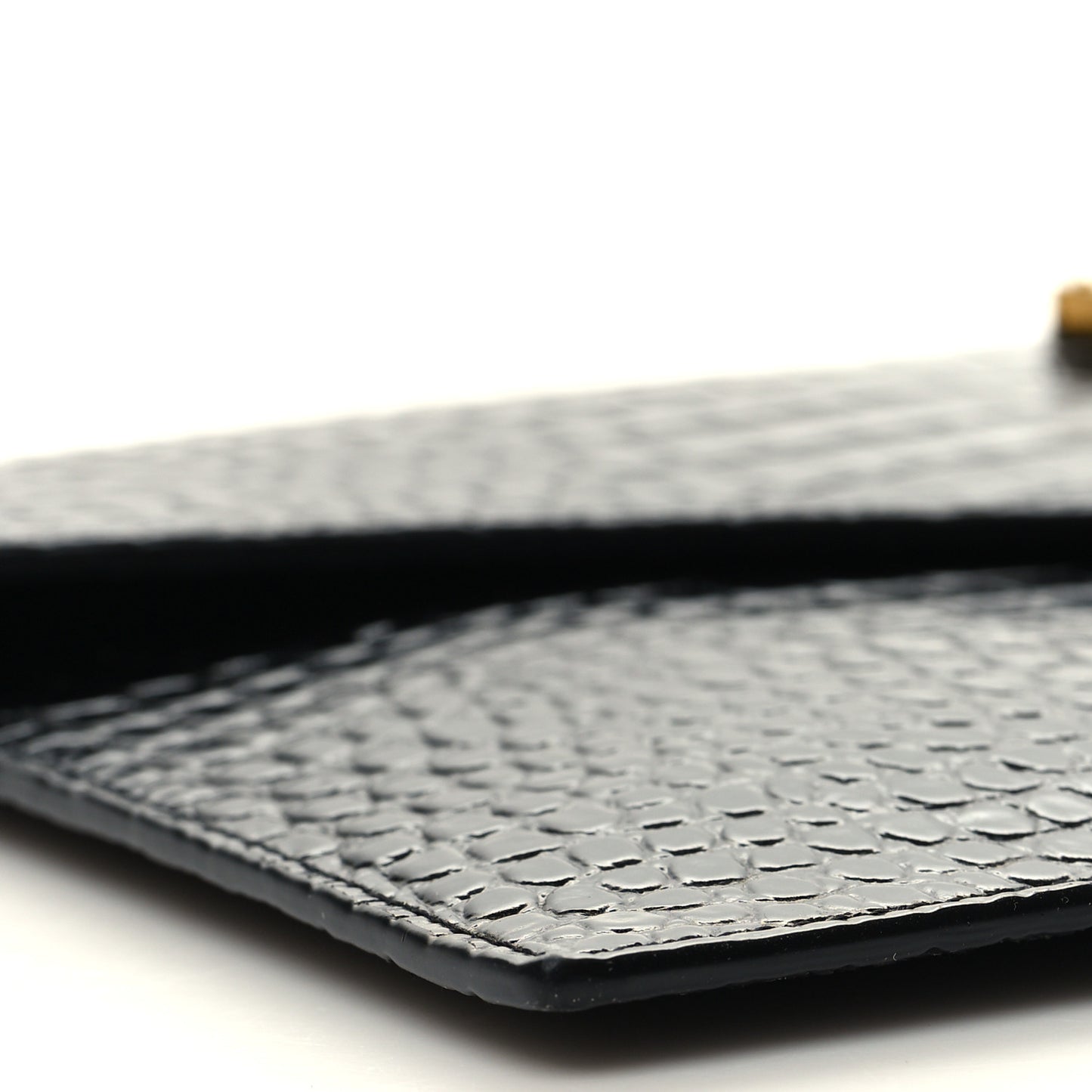 Calfskin Crocodile Embossed Uptown Monogram Pouch Black