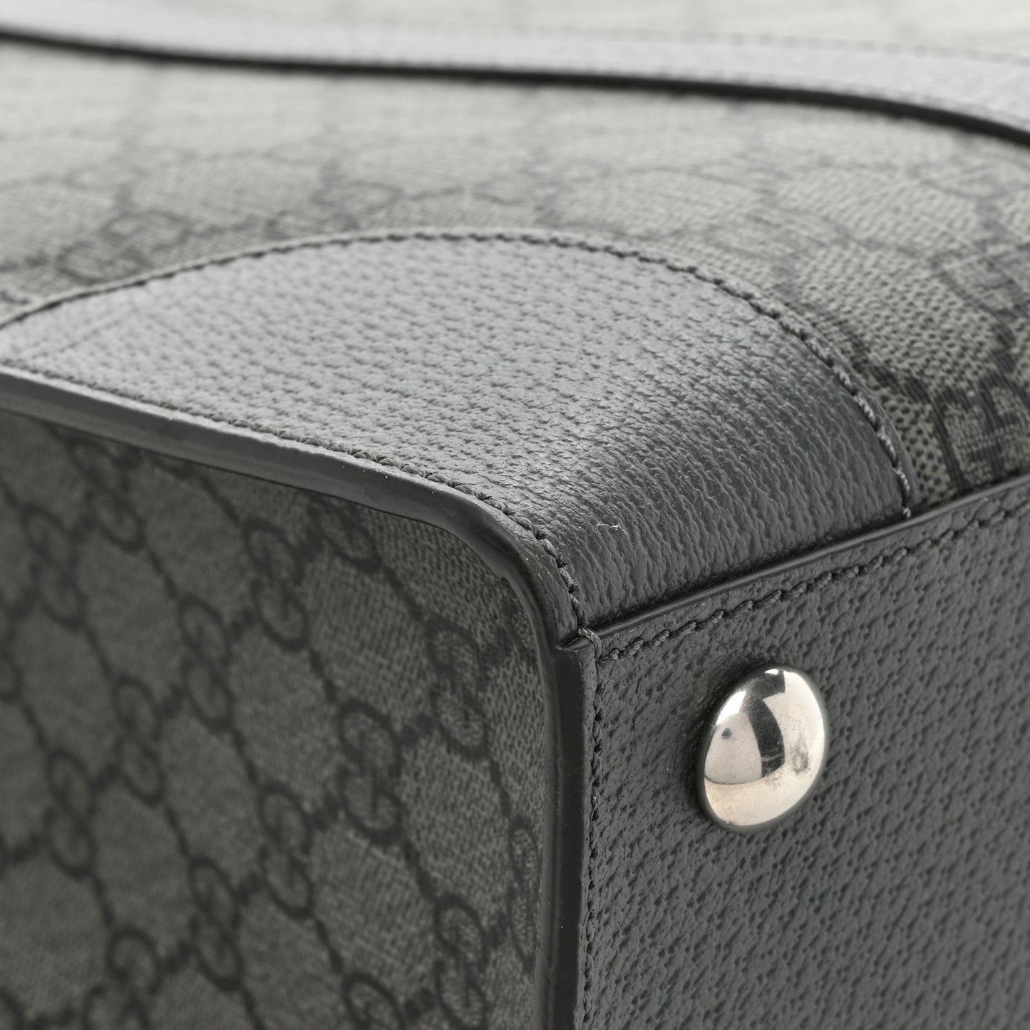 GG Supreme Monogram Textured Dollar Calfskin Medium Ophidia Tote Grey Black Graphite Grey