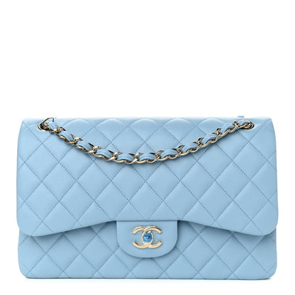 Chanel Caviar Quilted Jumbo Double Flap Light Blue 1 of 9