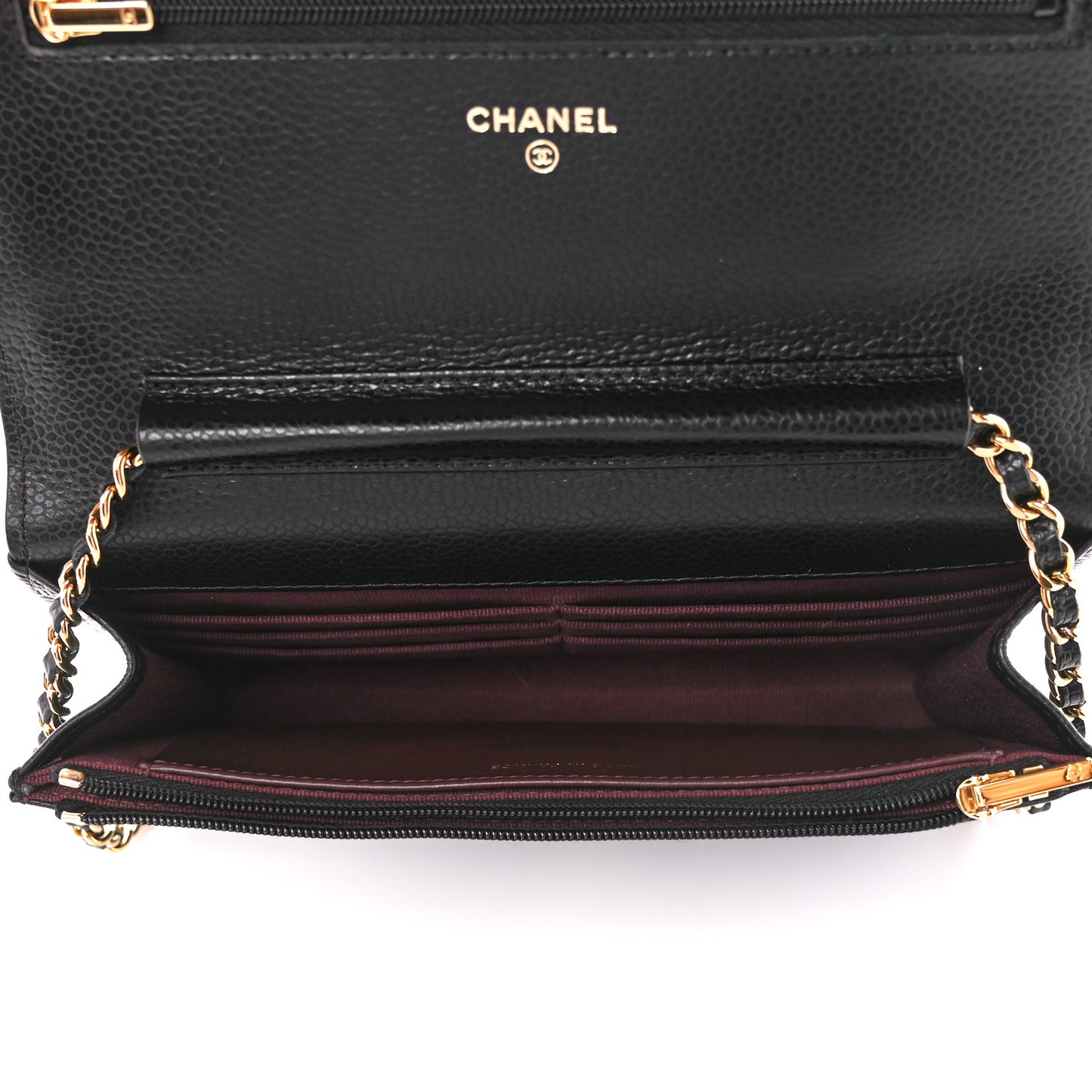 Caviar Quilted Wallet on Chain WOC Black