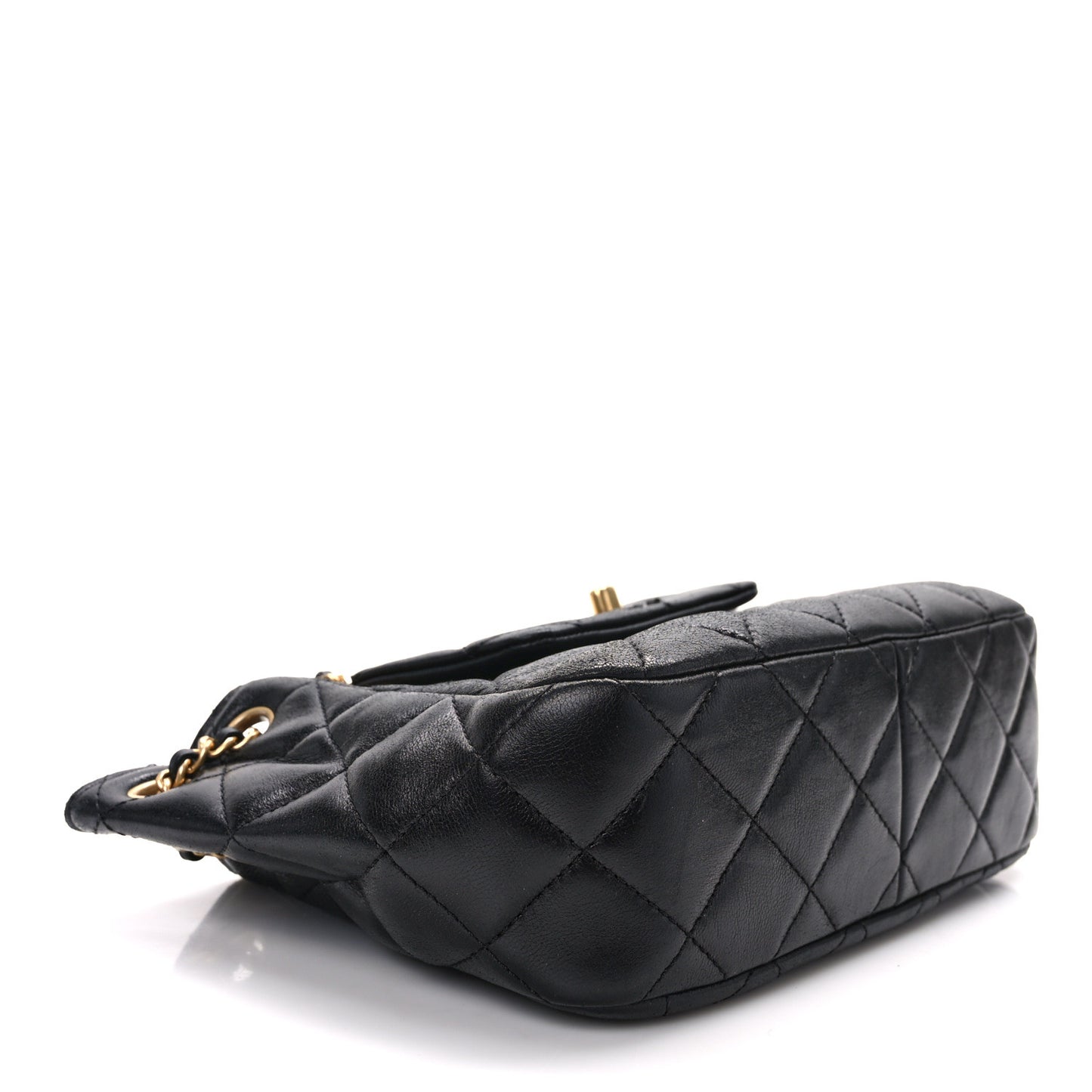 Lambskin Quilted Braided CC Accordion Flap Bag Black