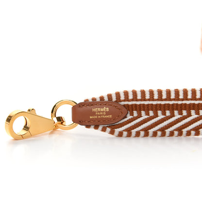 Hermes Toile Swift 25mm Sangle ZigZag Shoulder Strap Gold White 4 of 5