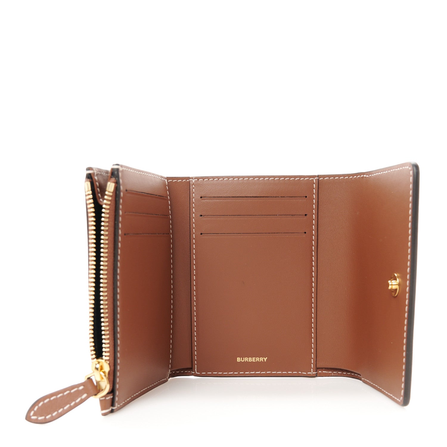 Burberry Grainy Calfskin Vintage Check Small Folding Wallet Archive Beige Tan 7 of 10