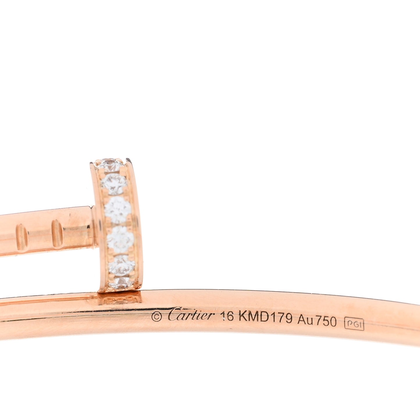 18K Pink Gold Diamond Small Juste Un Clou Bracelet 16