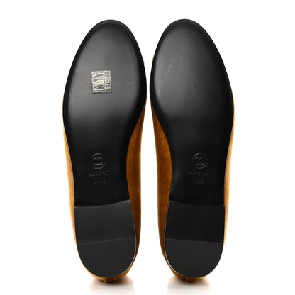 Chanel Velvet Cap Toe CC Ballerina Flats 39.5 Brown Light Brown 5 of 8