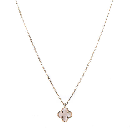 Van Cleef & Arpels 18K Yellow Gold Mother of Pearl Sweet Alhambra Pendant Necklace 1 of 8