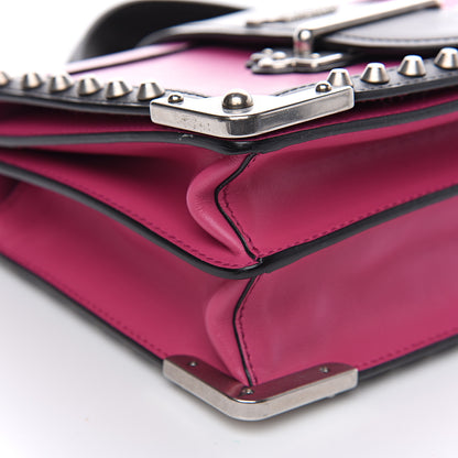 Prada City Calf Saffiano Studded Cahier Bag Fuxia Black 7 of 10