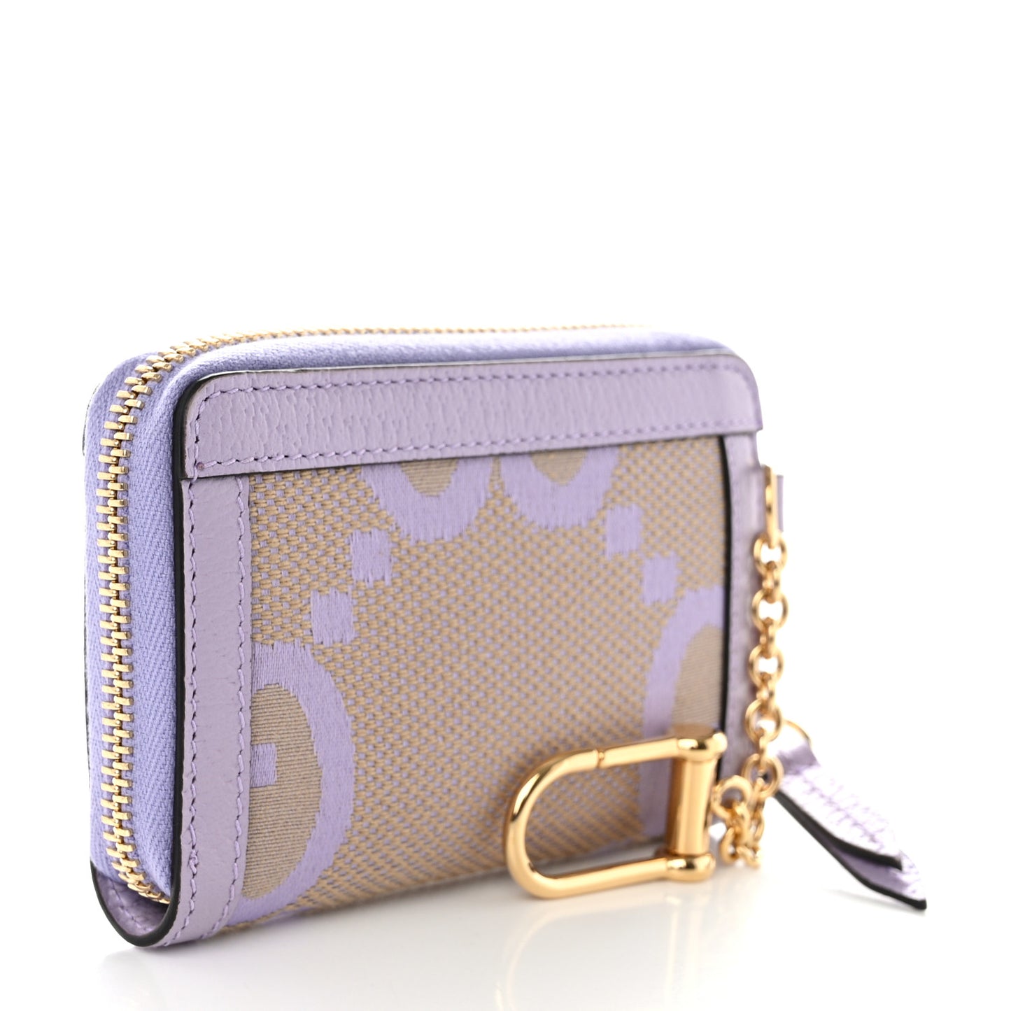 Monogram Jumbo GG Textured Dollar Calfskin Ophidia Key Card Case Beige Lapis
