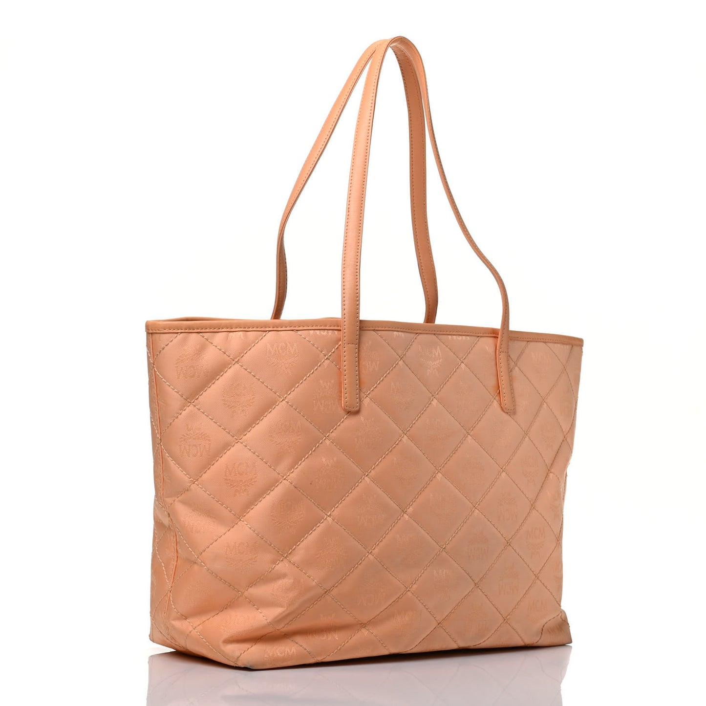 Nylon Monogram Quilted Shopper Tote Peach