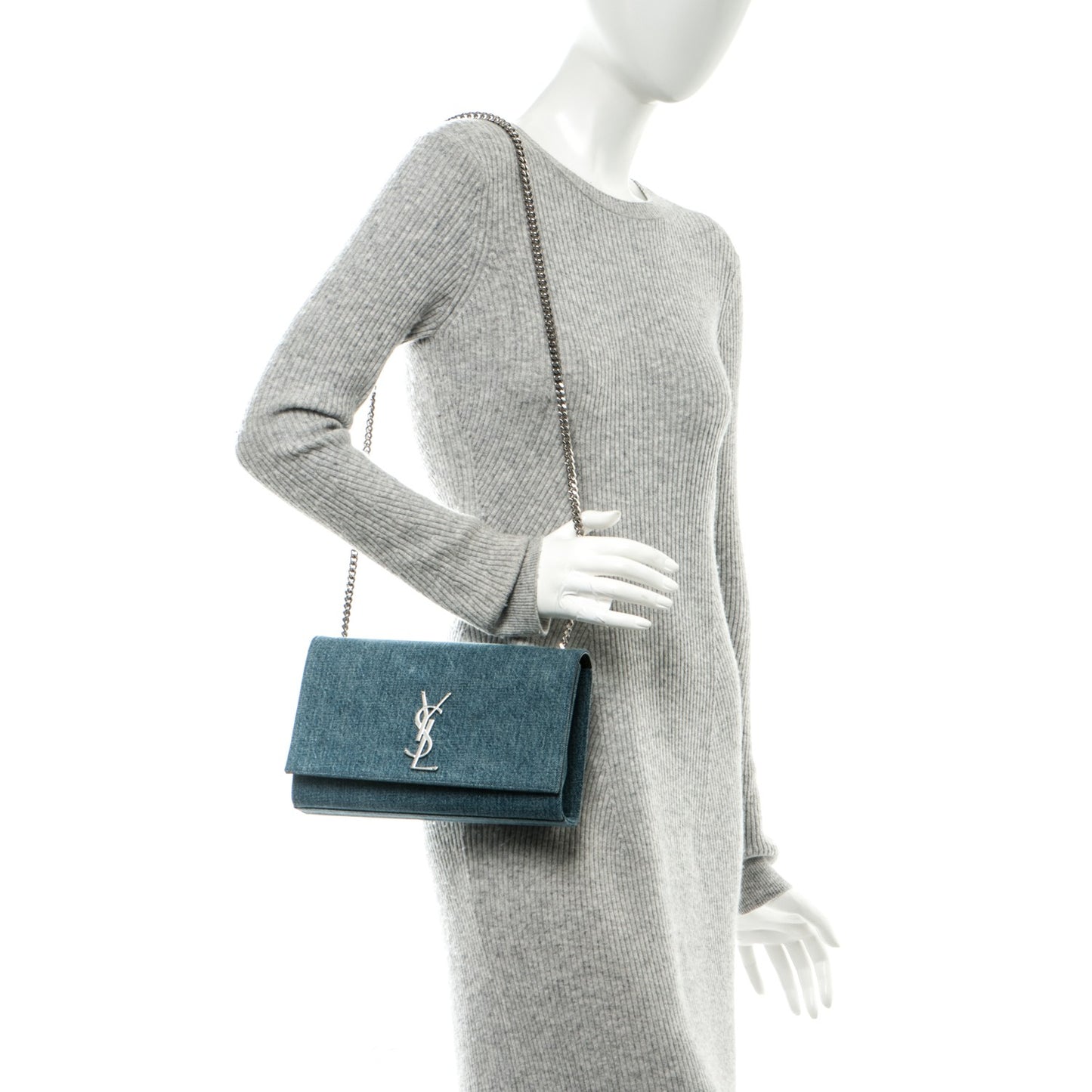 Denim Medium Classic Monogram Satchel Dirty Light Blue