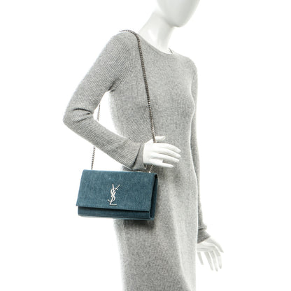 Saint Laurent Denim Medium Classic Monogram Satchel Dirty Light Blue 2 of 6