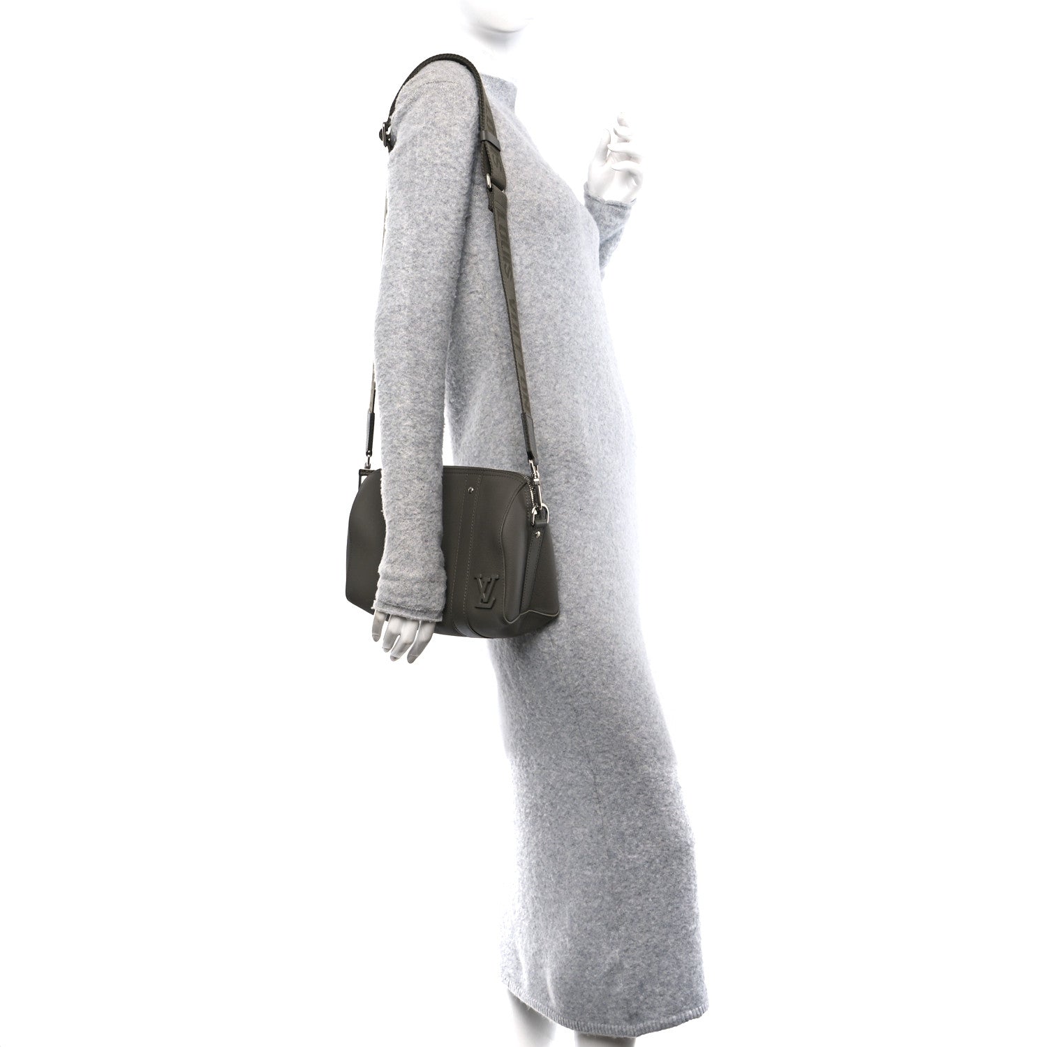 Louis Vuitton Grained Calfskin Aerogram City Keepall Gris 2 of 9