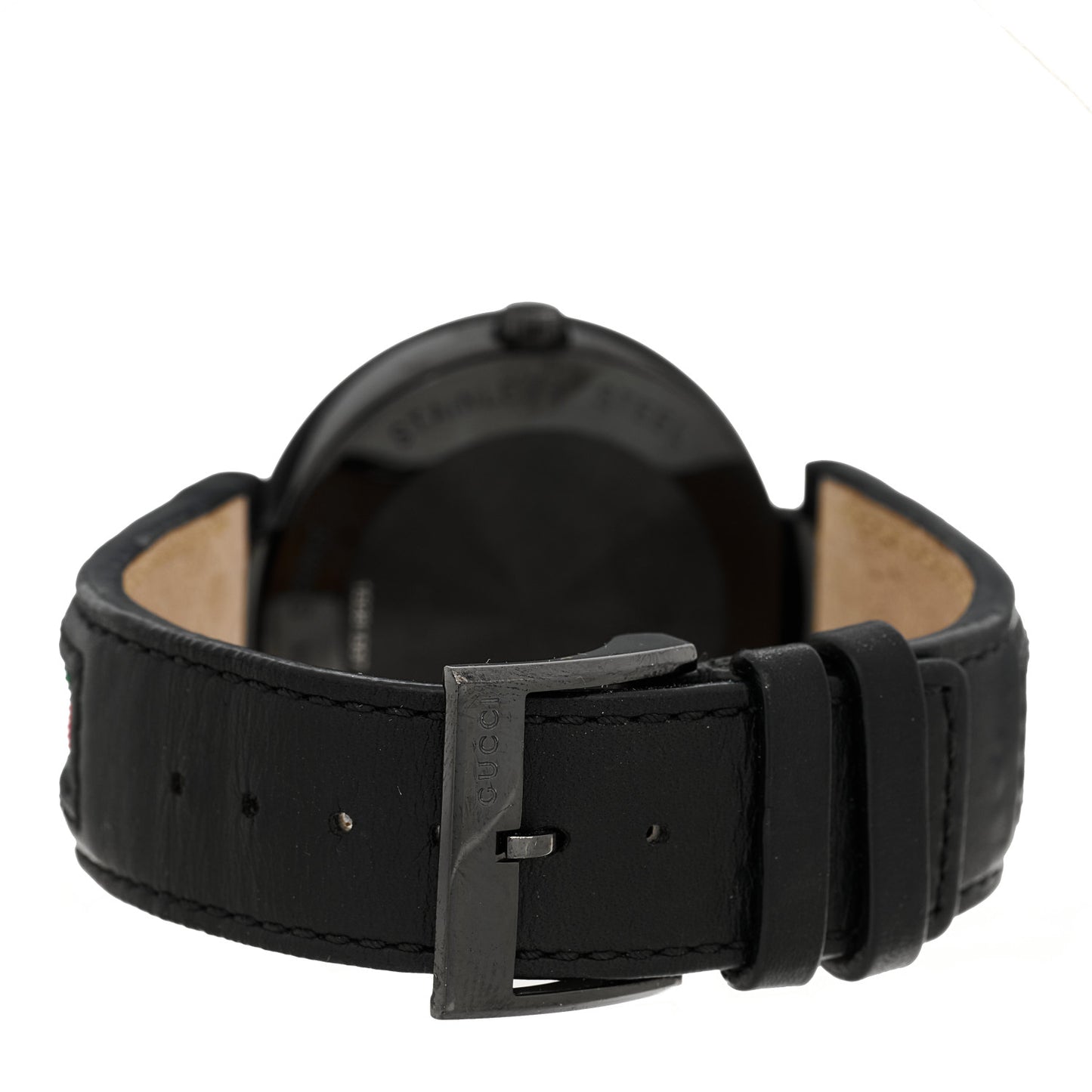 Stainless Steel Calfskin 42mm Interlocking Web G Quartz Watch Black