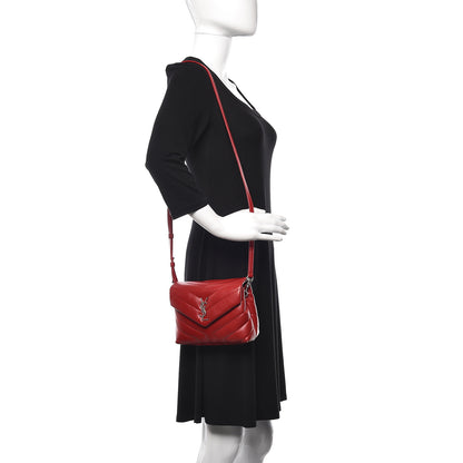Saint Laurent Calfskin Y Quilted Monogram Toy Loulou Crossbody Bag Rouge Eros 2 of 10