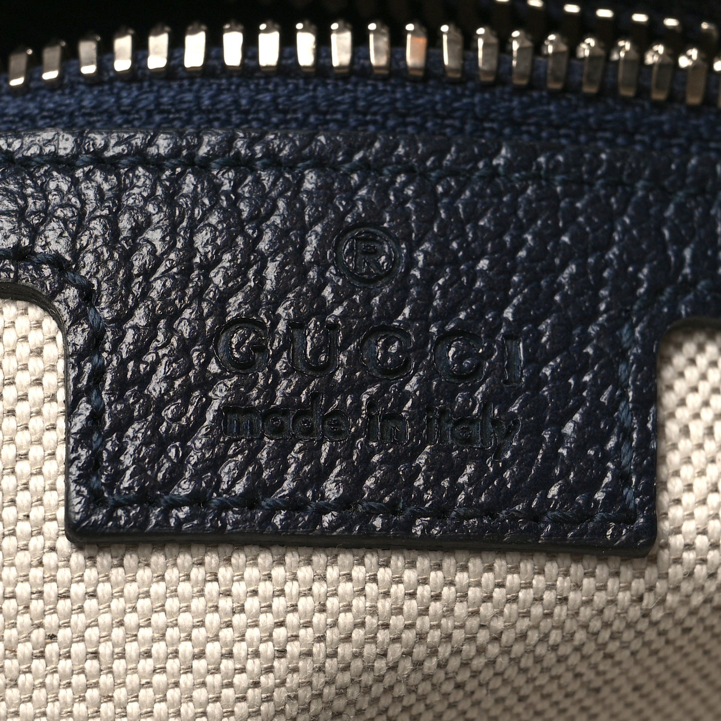 GG Supreme Monogram Textured Dollar Calfskin Web Small Ophidia Messenger Bag Beige Blue