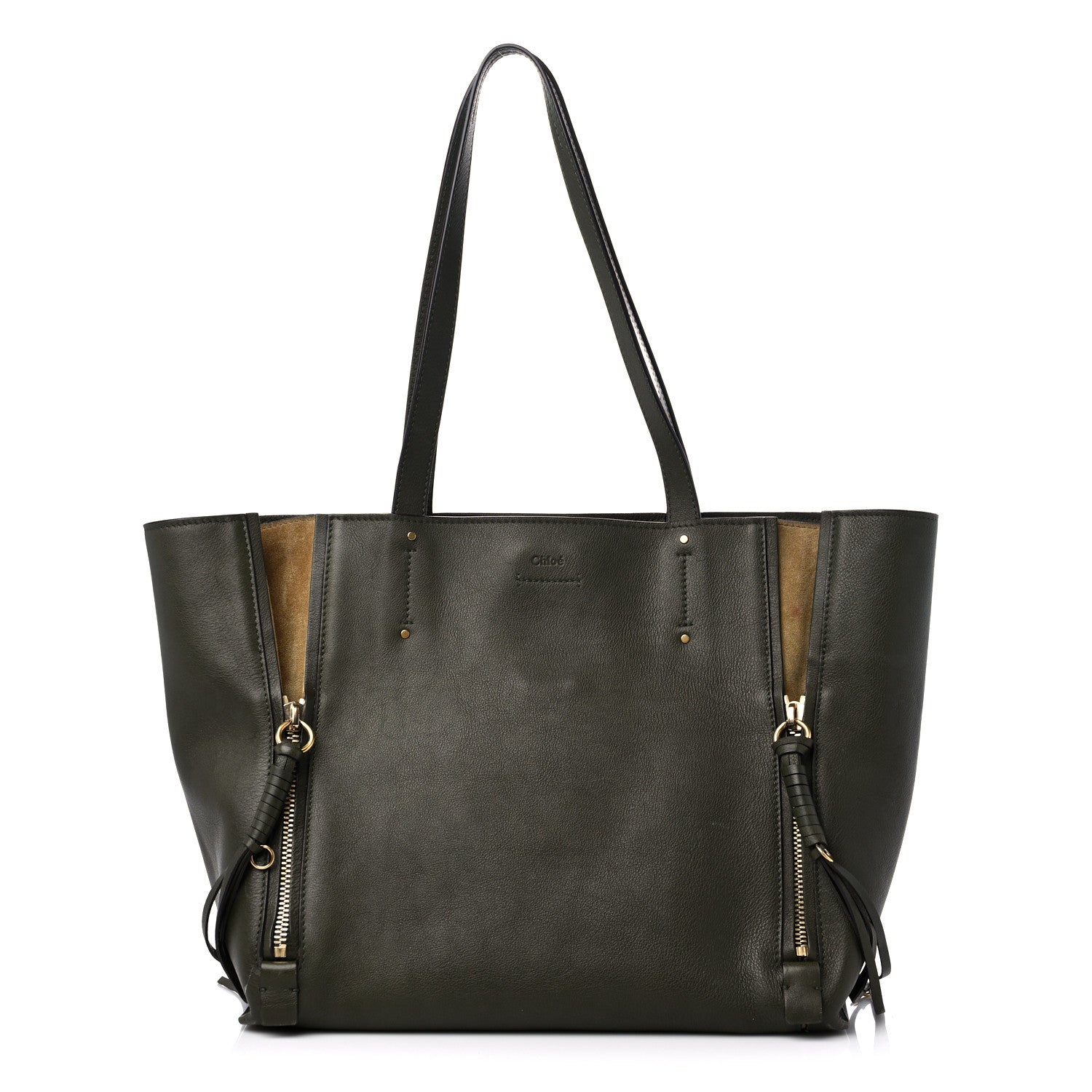 Chloe Smooth Calfskin Medium Milo Shopping Tote Midnight Green 1 of 16