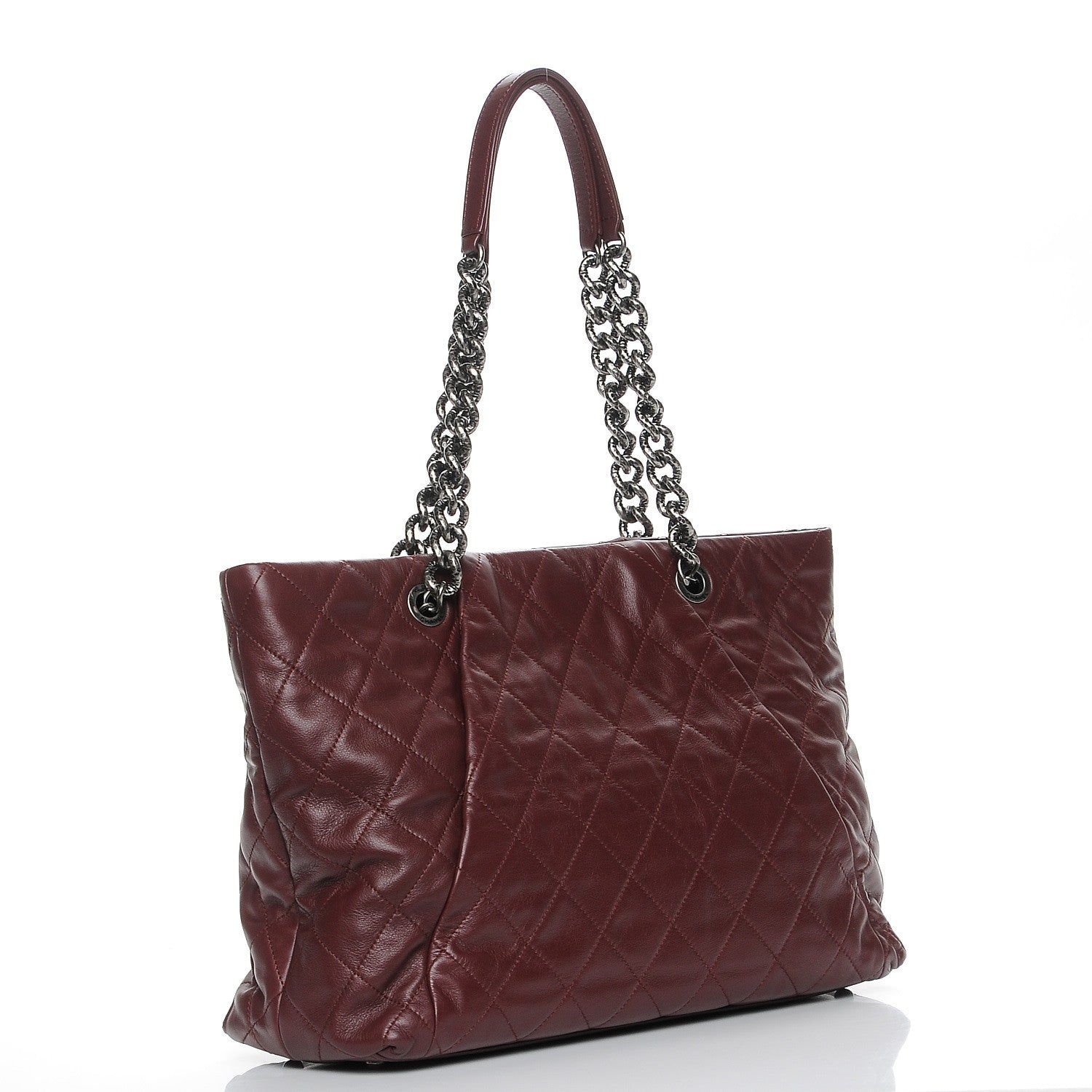 Chanel Calfskin Large Coco Pleats Tote Burgundy 3 of 8