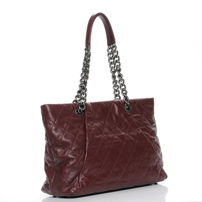 Chanel Calfskin Large Coco Pleats Tote Burgundy 3 of 8
