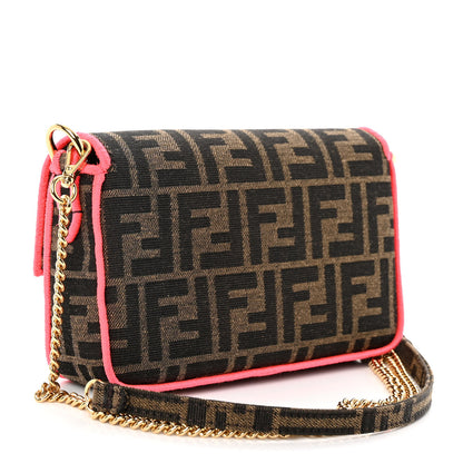 Fendi Fabric Jacquard FF 1974 Roma Armor Mini Baguette Tobacco Moro Fuxia Fluo 3 of 9