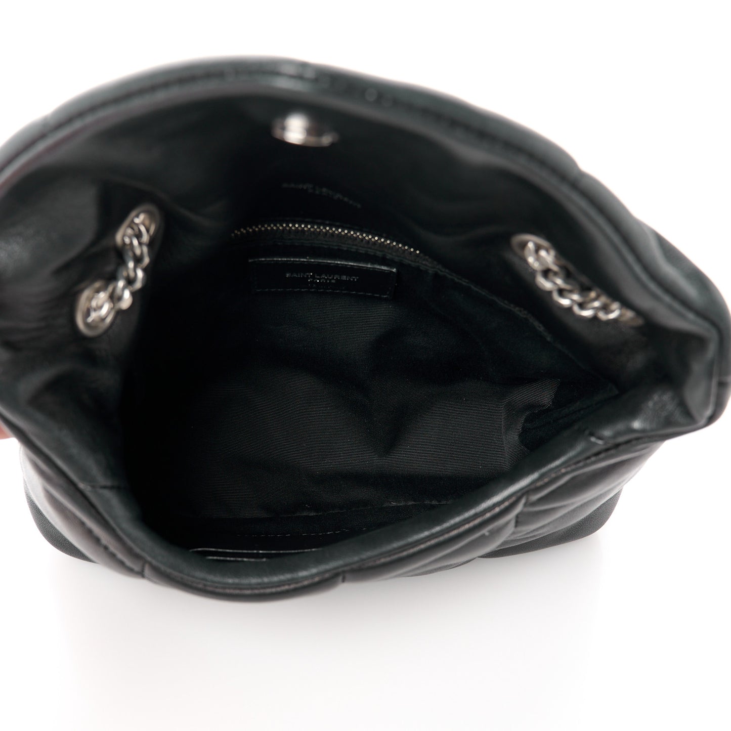 Lambskin Quilted Toy Loulou Puffer Monogram Chain Satchel Black