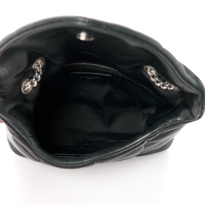 Saint Laurent Lambskin Quilted Toy Loulou Puffer Monogram Chain Satchel Black 5 of 11