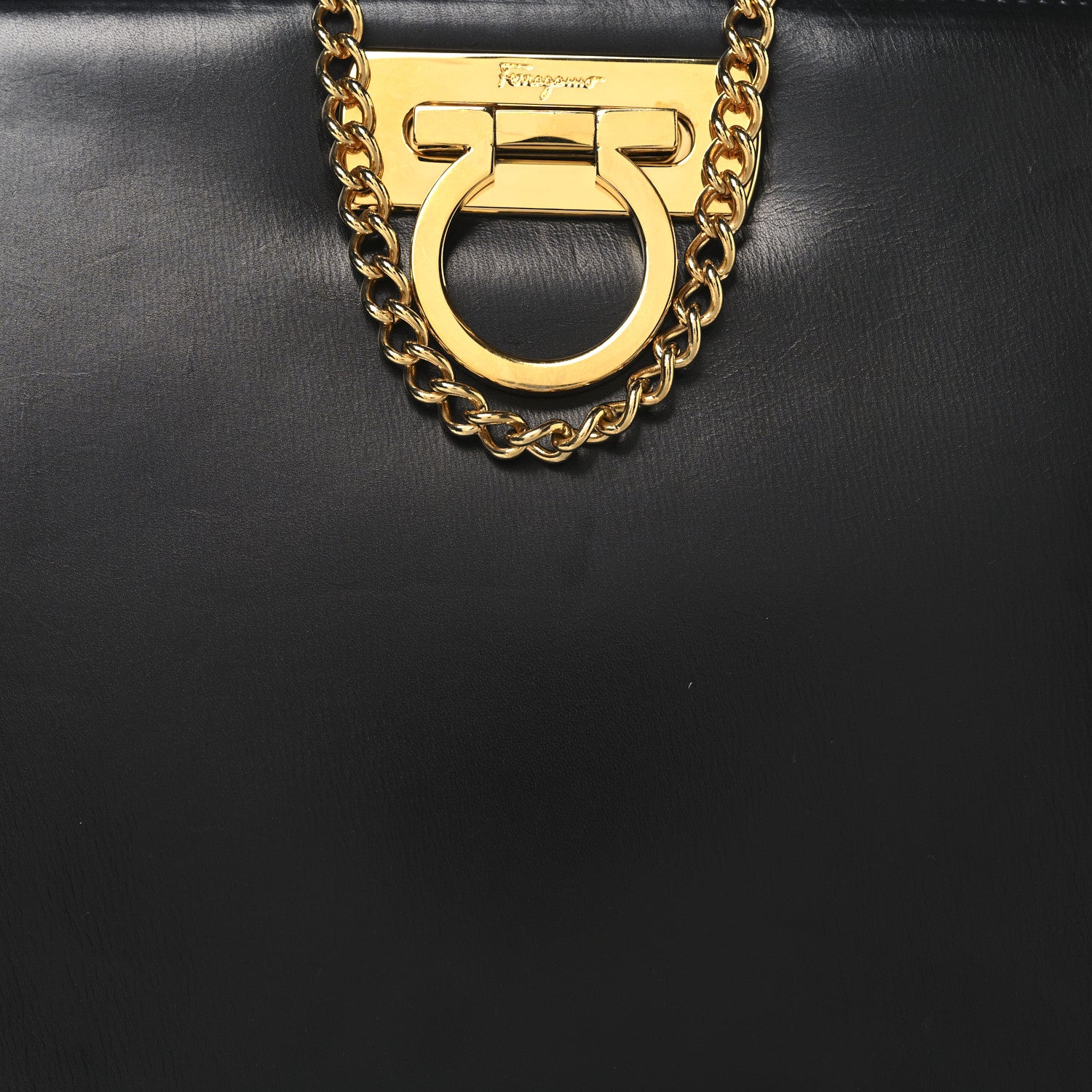 Salvatore Ferragamo Calfskin Diana Chain Shoulder Bag Black 7 of 10