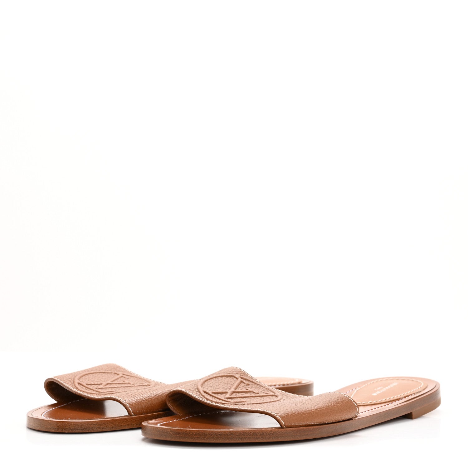 Louis Vuitton Calfskin Lock It Flat Mule 38 Cognac 4 of 9