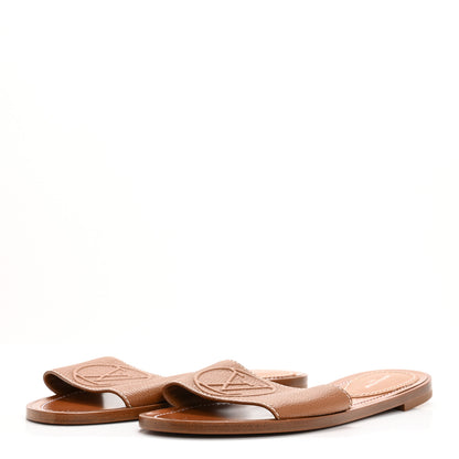 Louis Vuitton Calfskin Lock It Flat Mule 38 Cognac 4 of 9