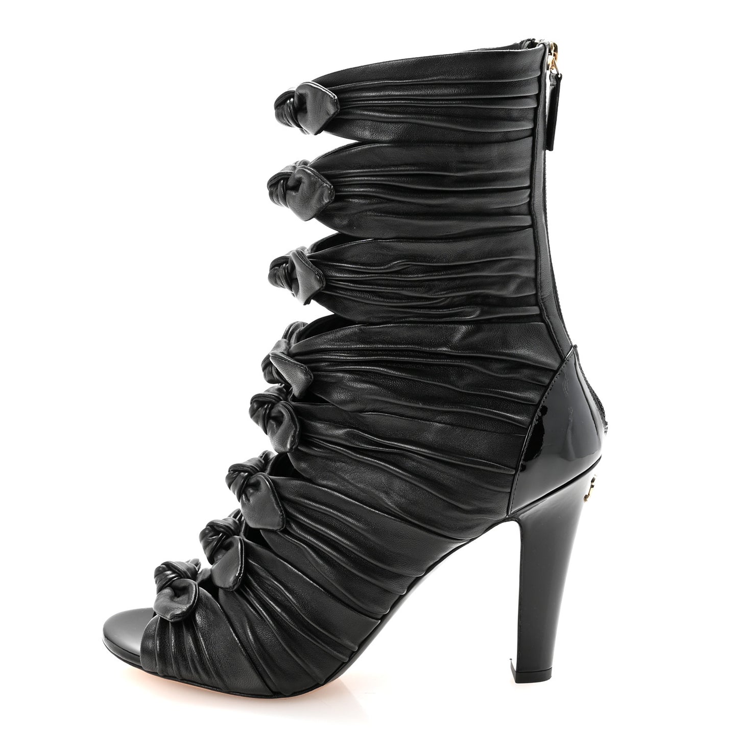 Lambskin Patent Bows Boots 39.5 Black