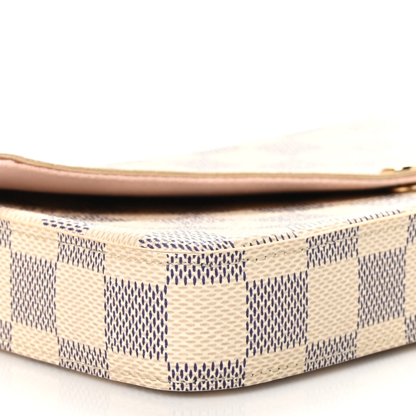 Damier Azur Pochette Felicie Chain Wallet Rose Ballerine