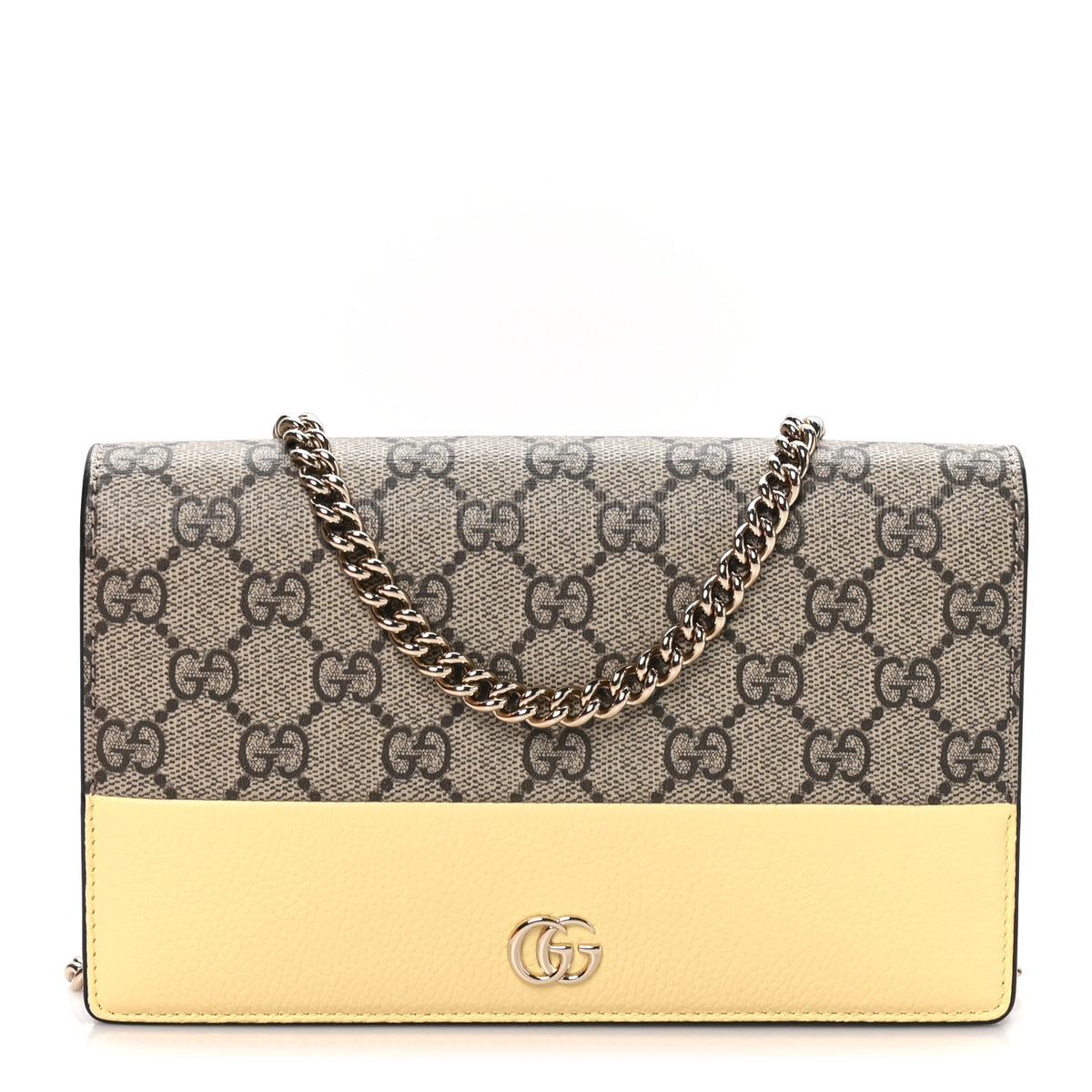 Gucci Dollar Calfskin GG Supreme Monogram Mini GG Marmont Chain Wallet Beige Light Yellow 1 of 10
