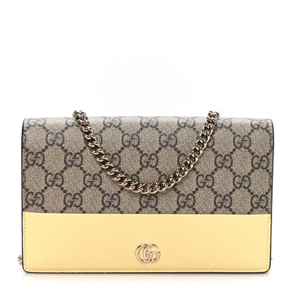 Gucci Dollar Calfskin GG Supreme Monogram Mini GG Marmont Chain Wallet Beige Light Yellow 1 of 10
