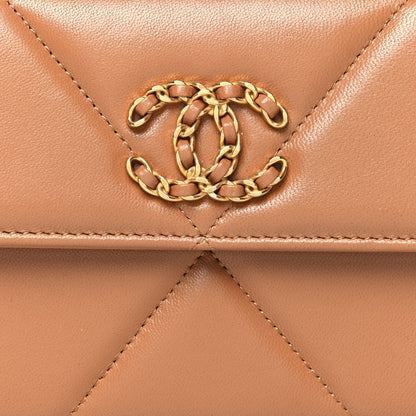 Chanel Lambskin Quilted Chanel 19 Flap Wallet Brown 9 of 12