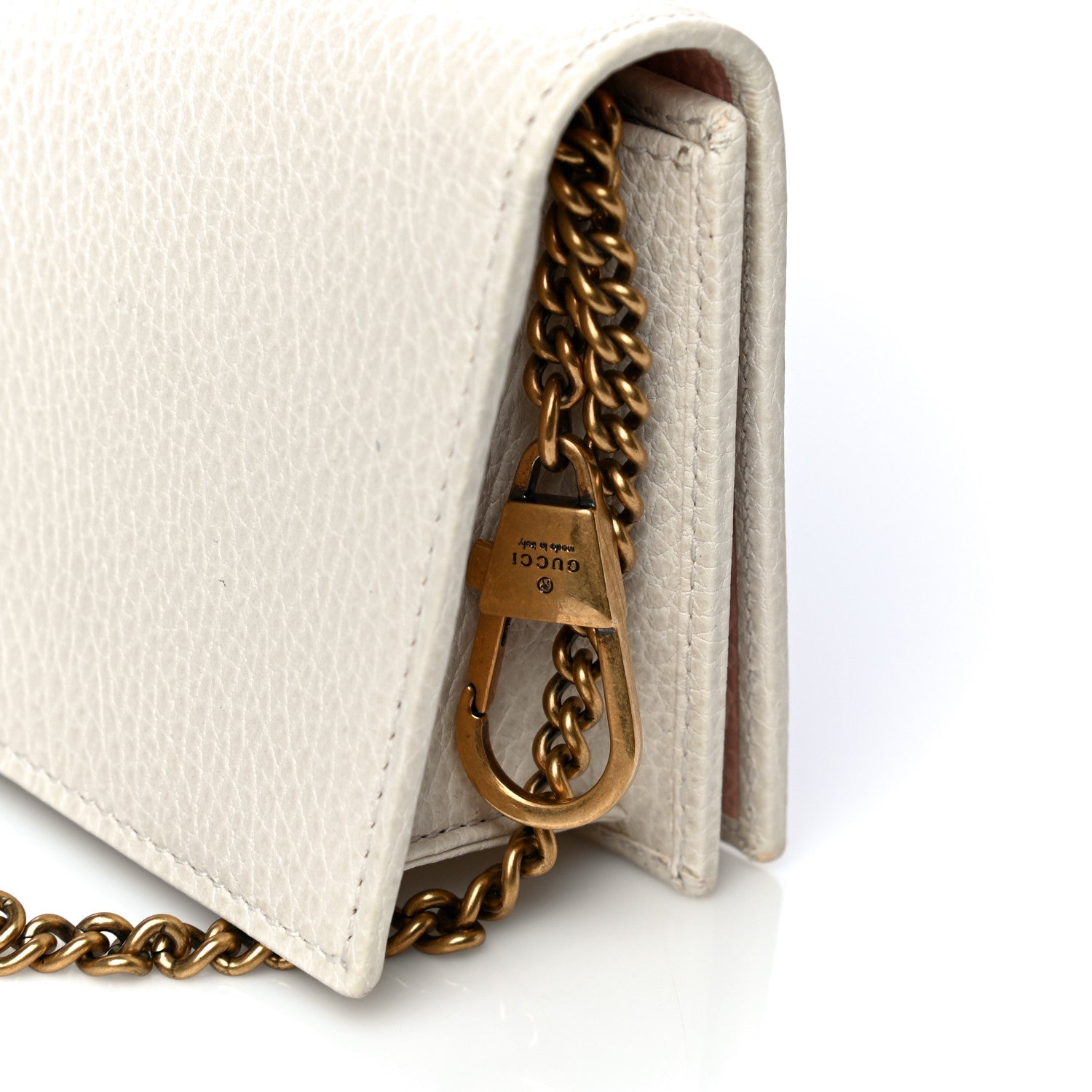Gucci Calfskin GG Marmont Bow Chain Wallet White 5 of 12