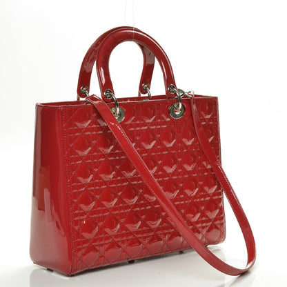 Christian Dior Patent Cannage Large Lady Dior Red 3 of 8