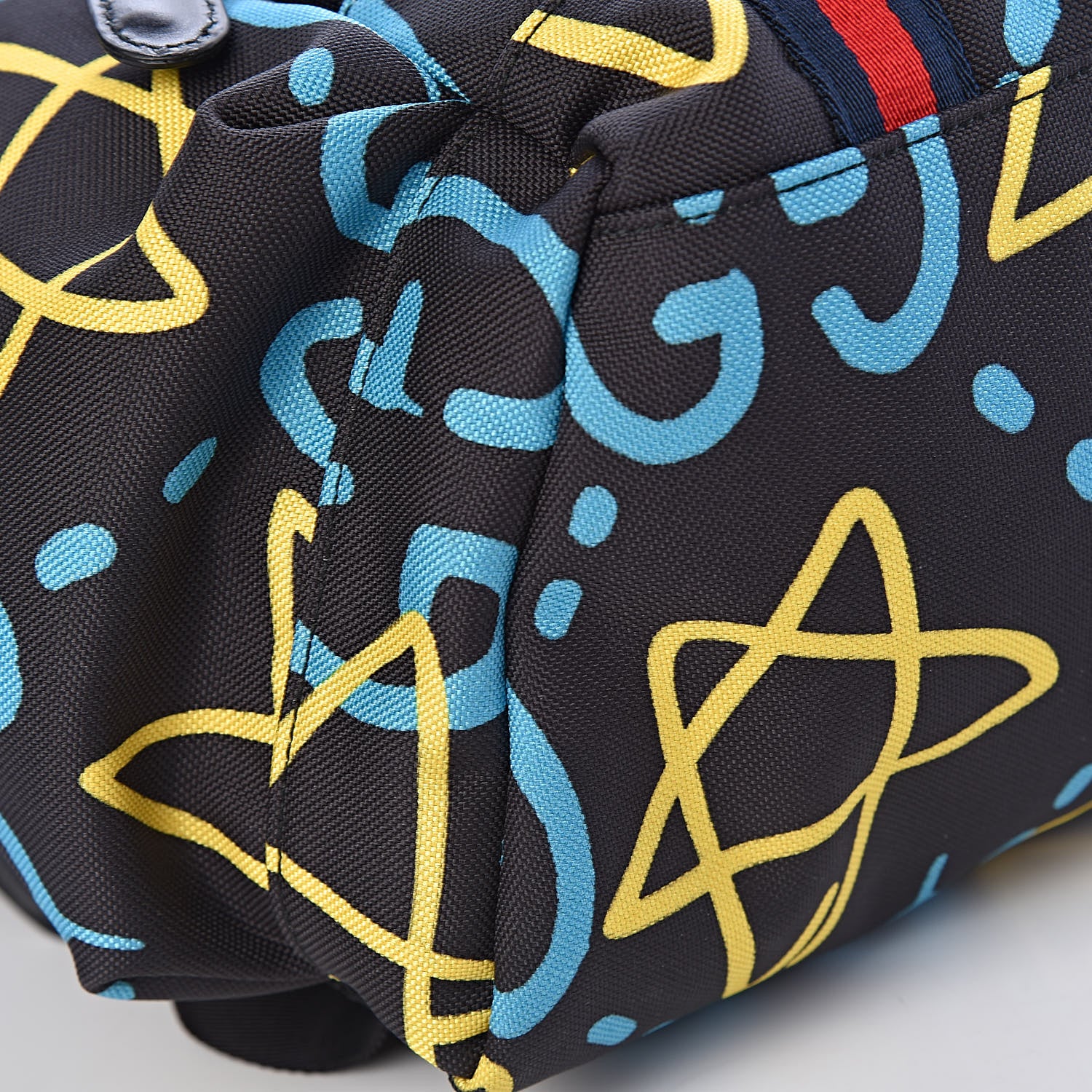 Gucci Techno Canvas GucciGhost Double Buckle Backpack Black New Acquamarine 10 of 11
