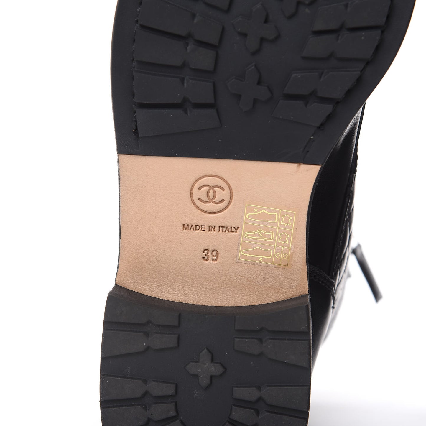 Calfskin Quilted Combat Boots 39 Black