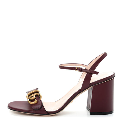 Gucci Lifford Calfskin GG Marmont Ankle Wrap 75mm Sandals 38.5 Vintage Bordeaux 1 of 10