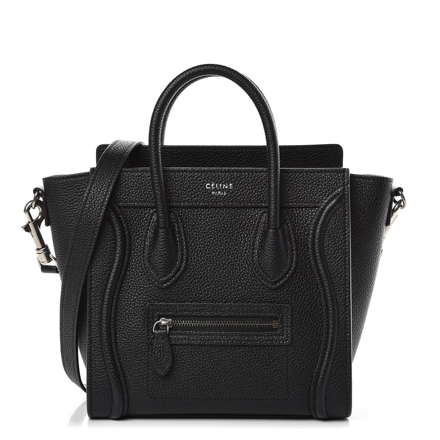 Celine Drummed Calfskin Nano Luggage Black 1 of 8