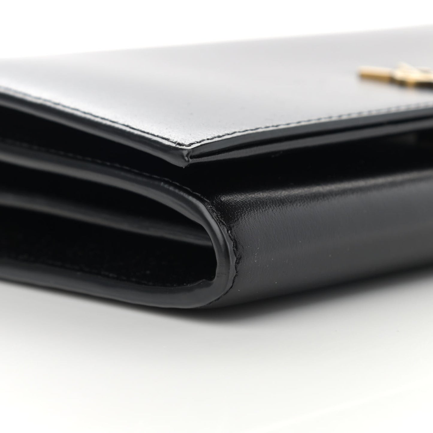 Glossy Calfskin Monogram Chain Wallet Black