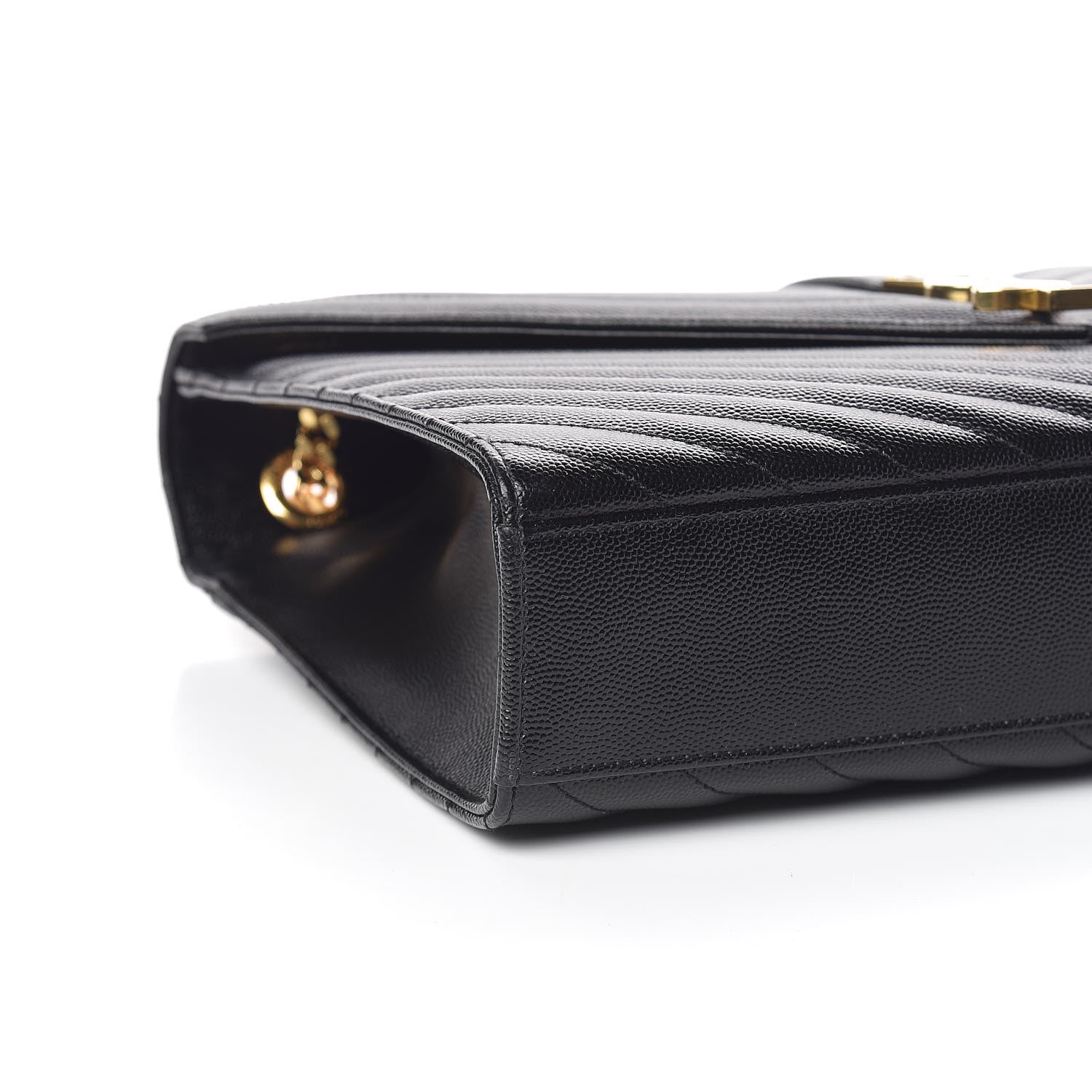 Saint Laurent Grain De Poudre Matelasse Chevron Large Monogram Satchel Black 5 of 10