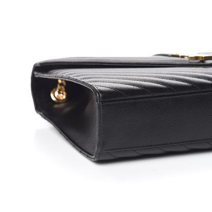 Saint Laurent Grain De Poudre Matelasse Chevron Large Monogram Satchel Black 5 of 10
