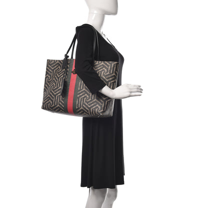 Gucci GG Supreme Monogram Caleido Web Medium Tote Beige Ebony 2 of 9