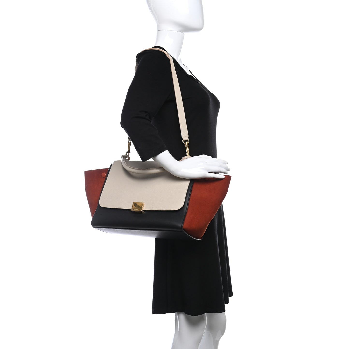 Drummed Calfskin Suede Medium Trapeze Chalk