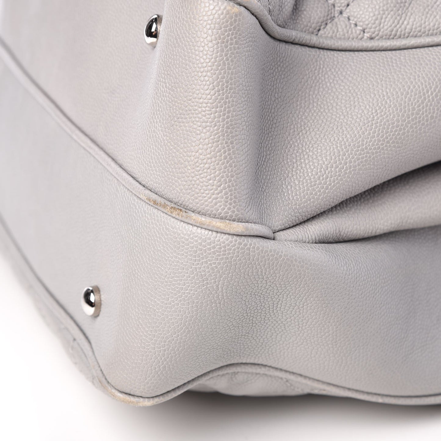 Caviar Quilted Top Handle Shopping Tote Grey