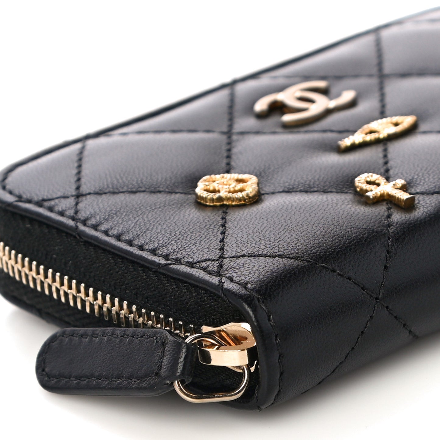 Lambskin Egyptian Amulet Zip Coin Purse Black