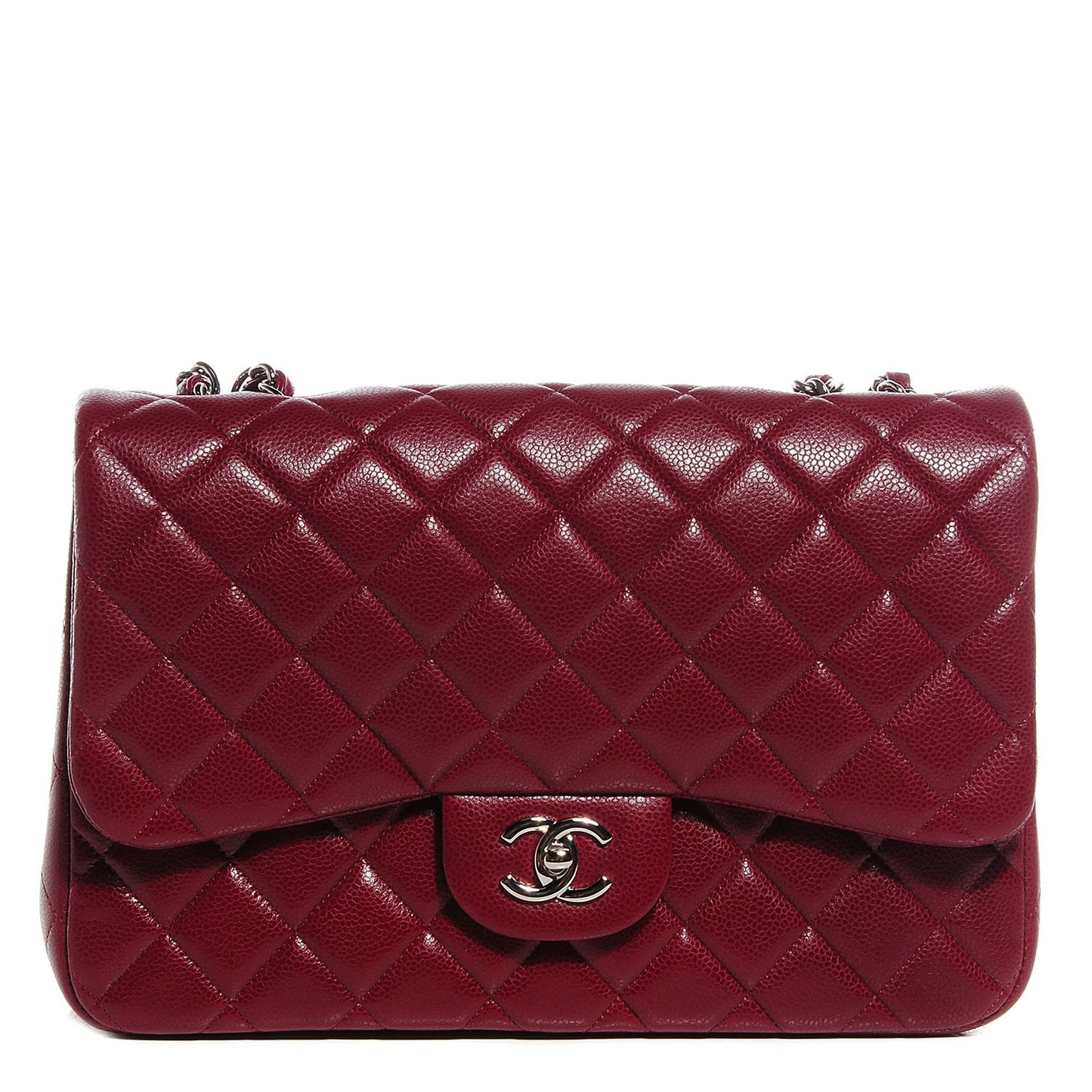 Caviar Jumbo Single Flap Dark Red