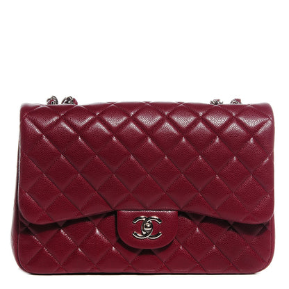 Chanel Caviar Jumbo Single Flap Dark Red 1 of 8